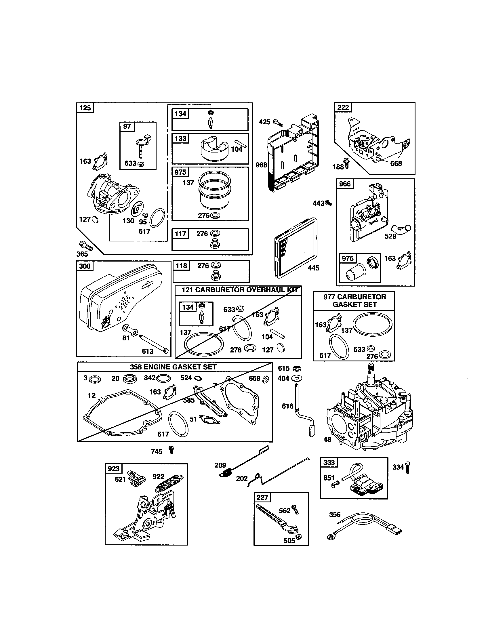 Carburetor/gasket sets/short block