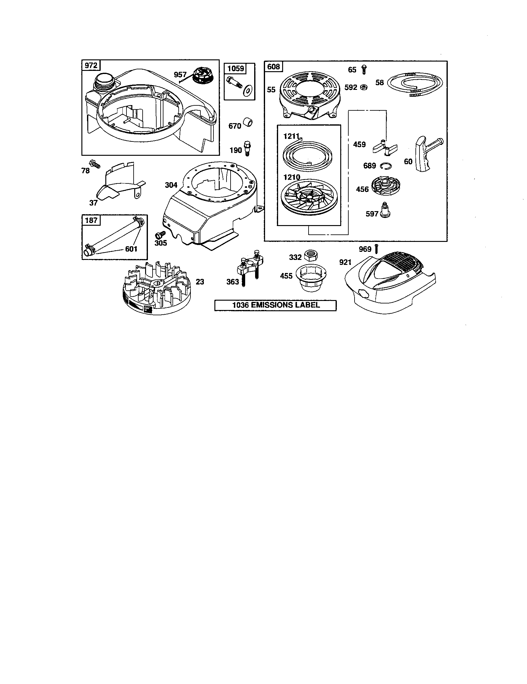 Rewind starter/fuel tank