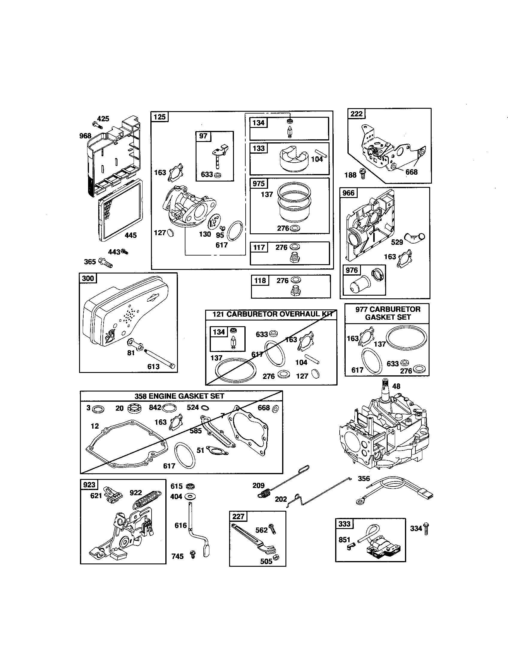 Carburetor/gasket sets/short block