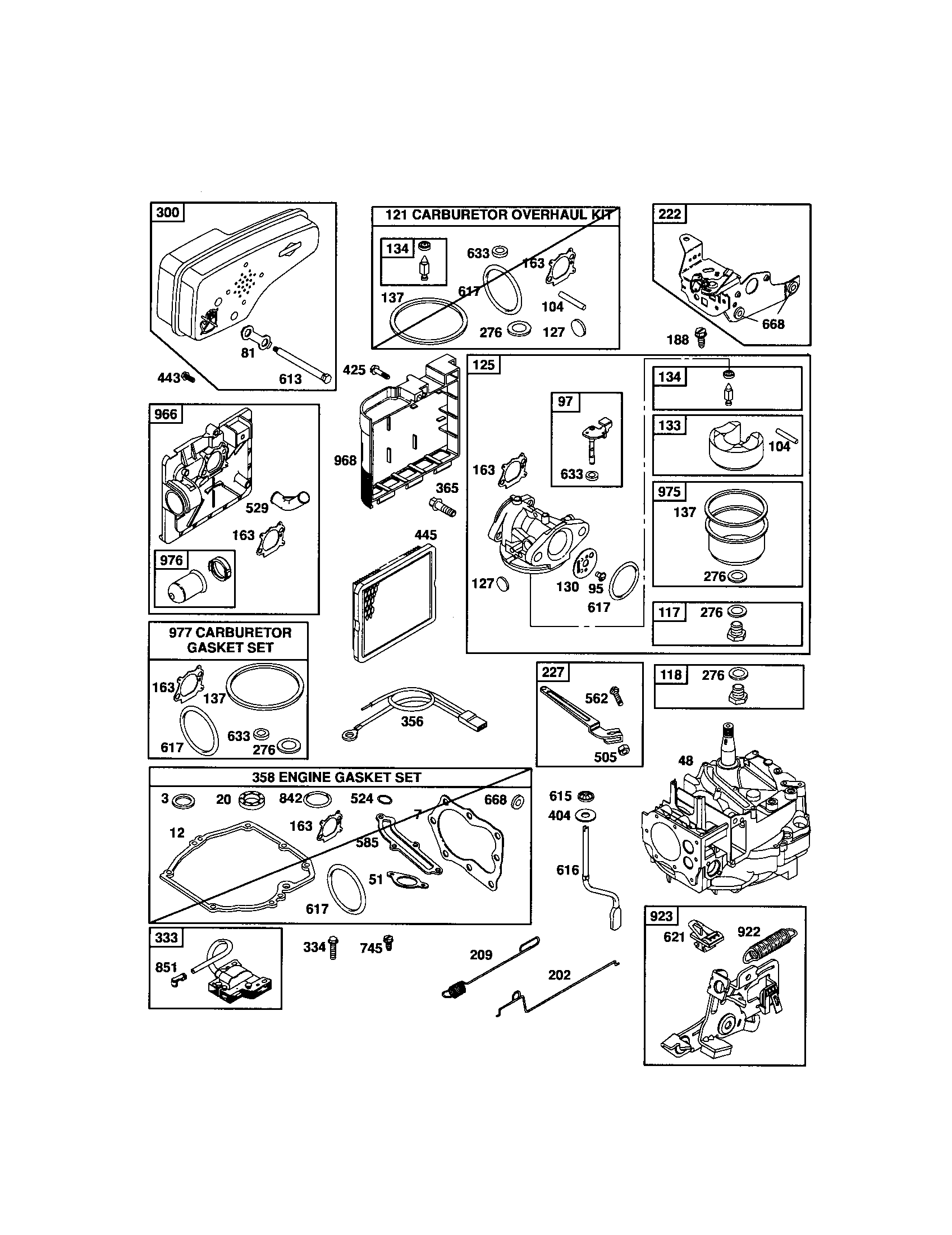 Carburetor/gasket sets/short block