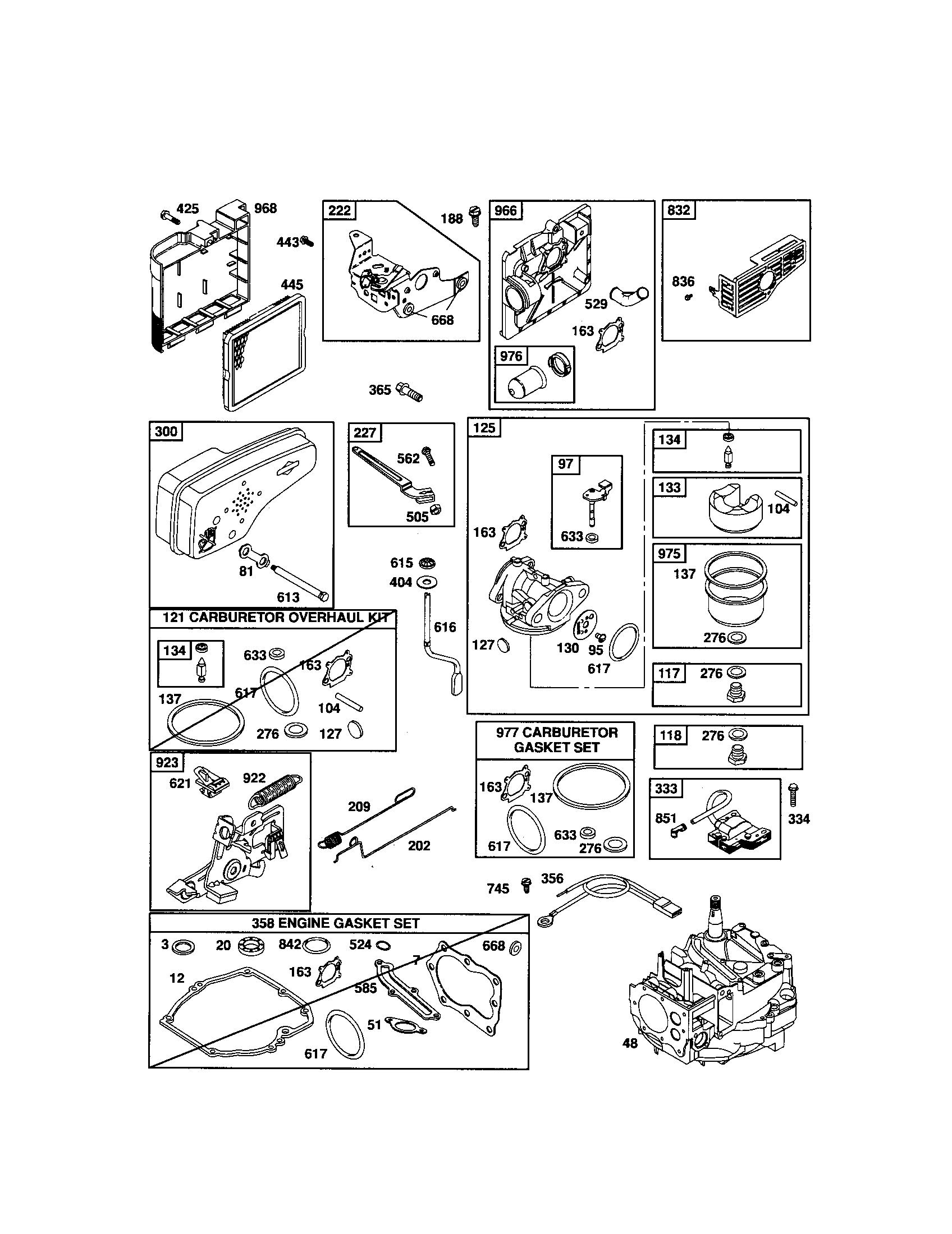 Carburetor/gasket sets/short block