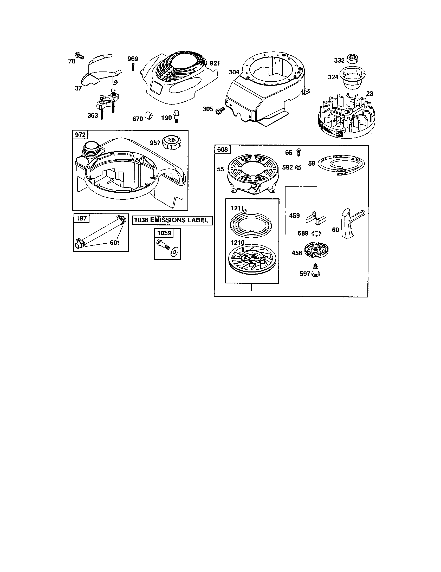 Rewind starter/fuel tank