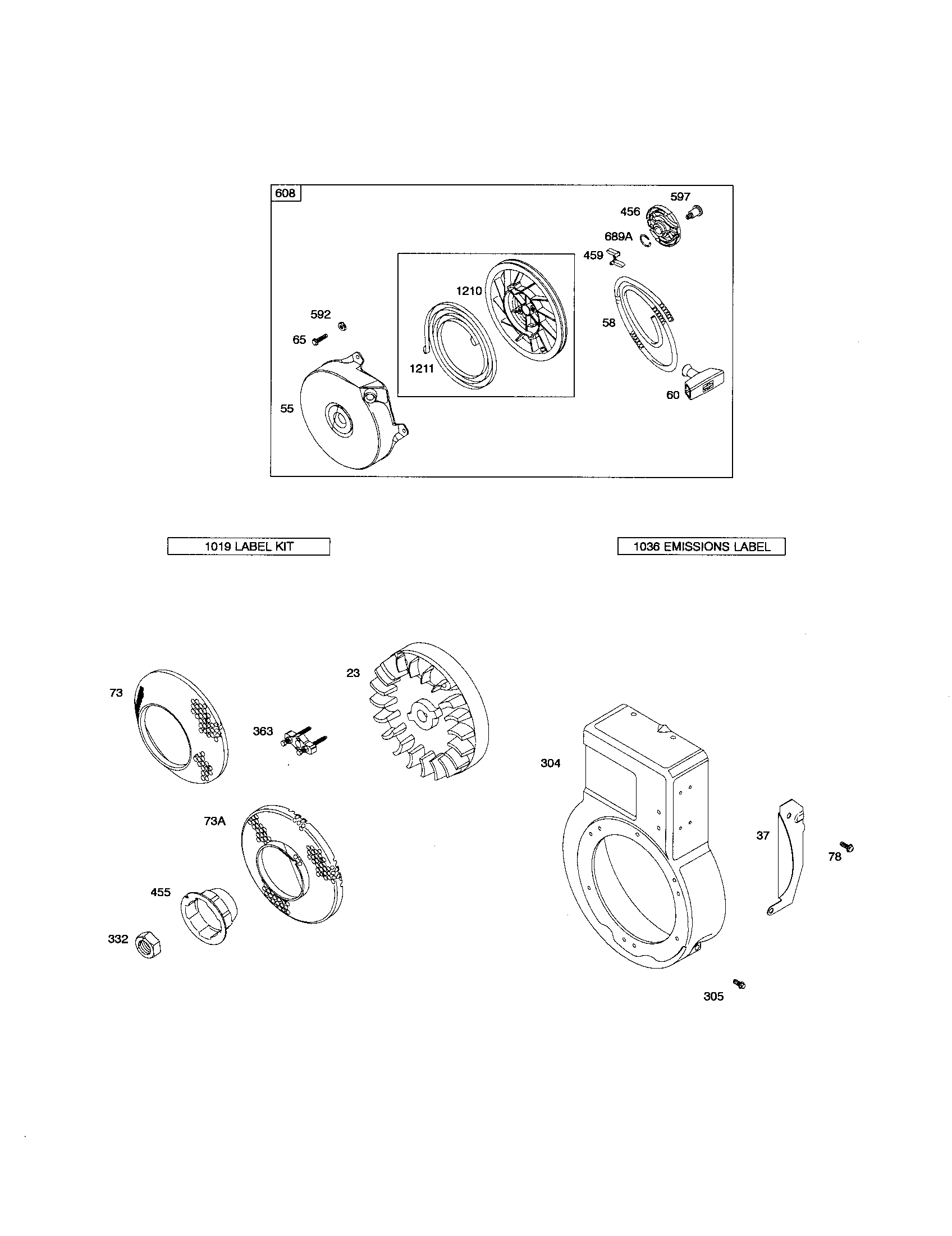 Rewind starter/flywheel