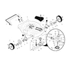 Poulan 96122001300 drive control/gear case/wheels diagram