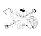 Poulan 96122001301 drive control/gear case/wheels diagram
