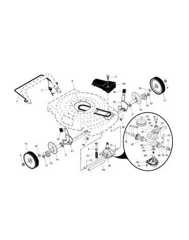 Drive control/gear case/wheels
