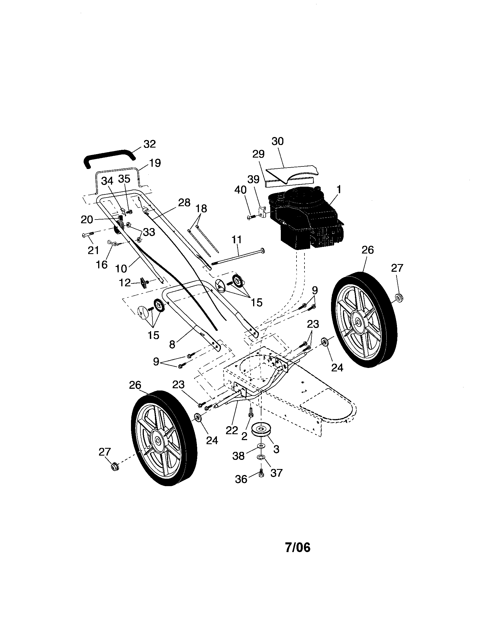 Engine/wheels/handle