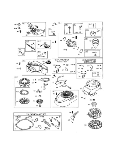 Carburetor/rewind starter