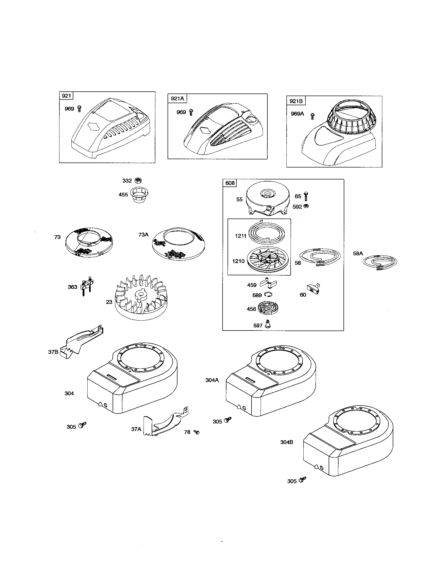 Rewind starter/blower housing
