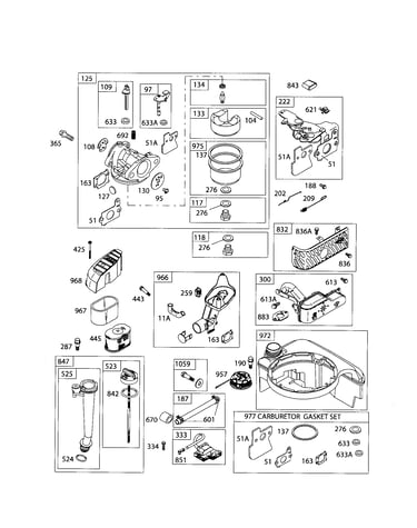 Carburetor/fuel tank/air cleaner