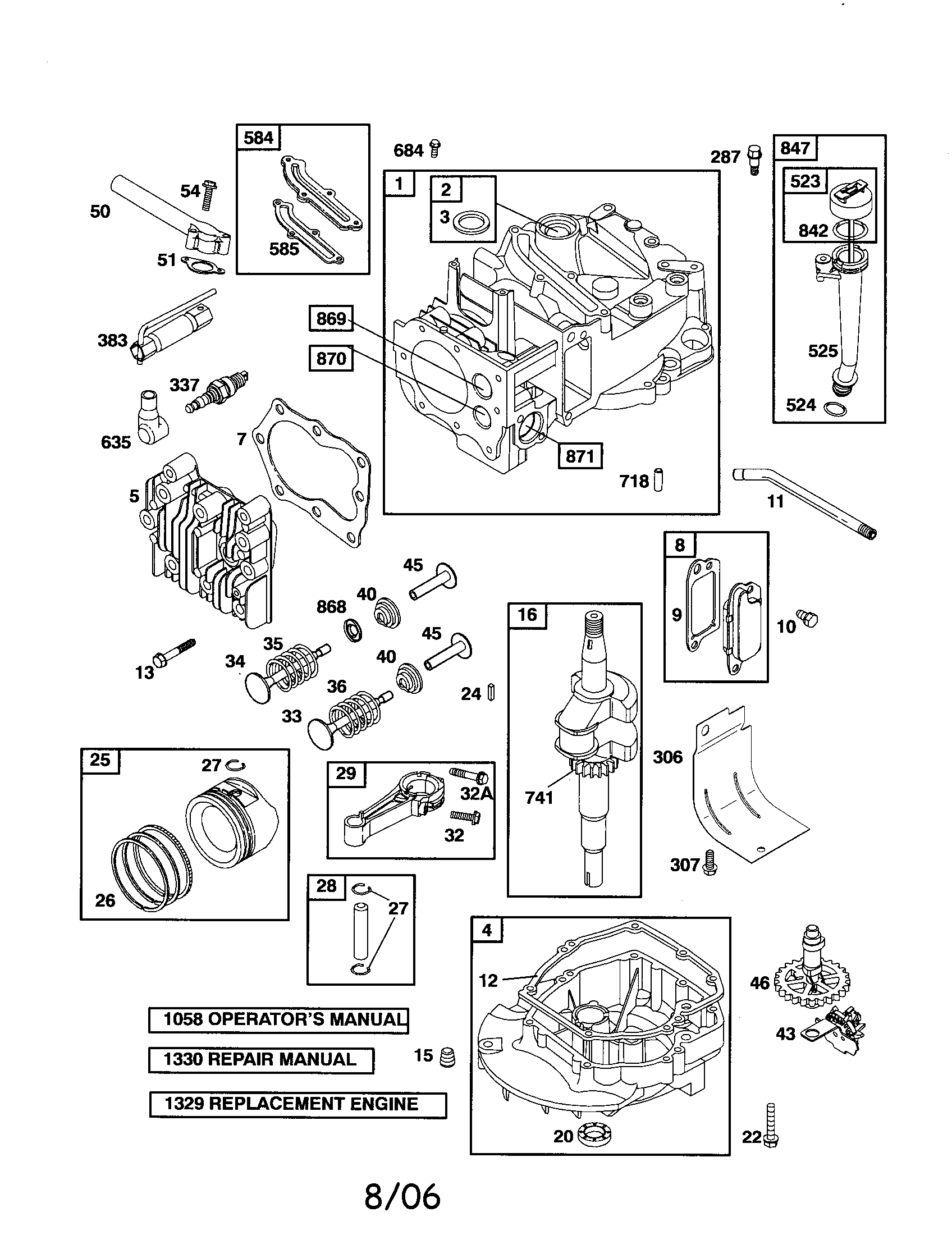 Cylinder/crankshaft/sump