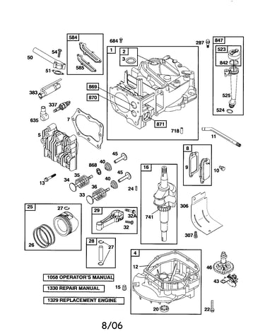 Cylinder/crankshaft/sump
