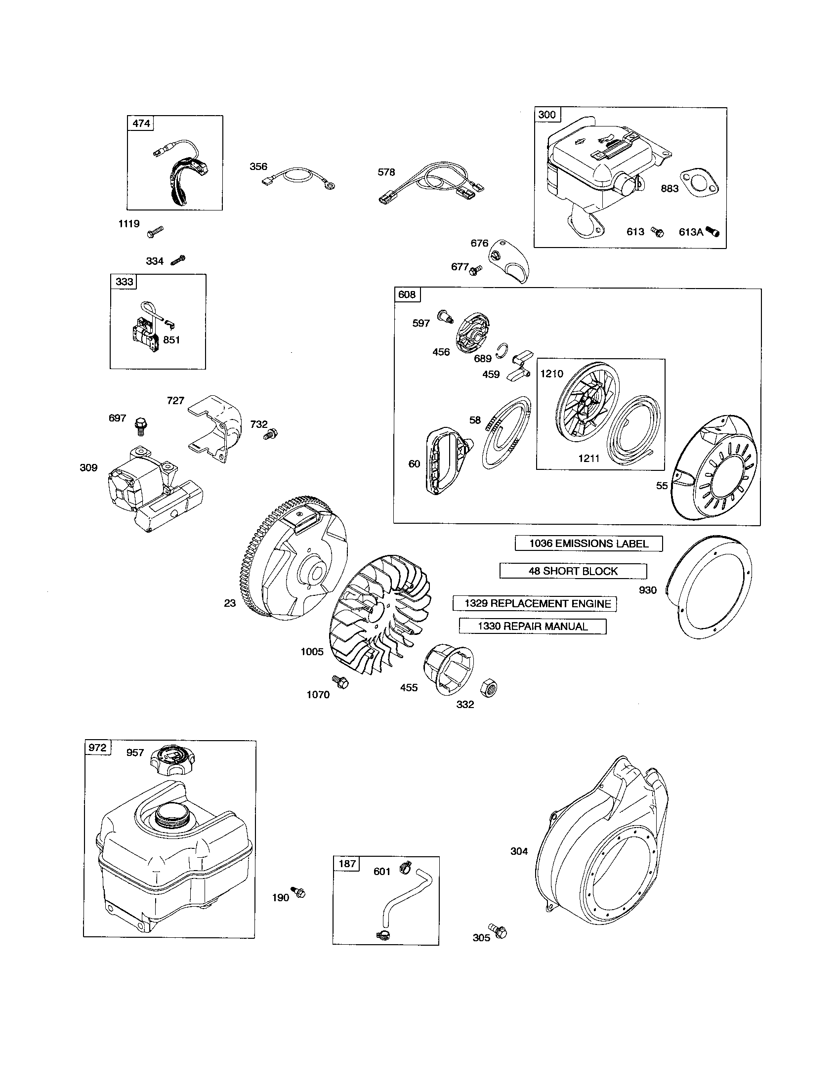 Rewind starter/fuel tank