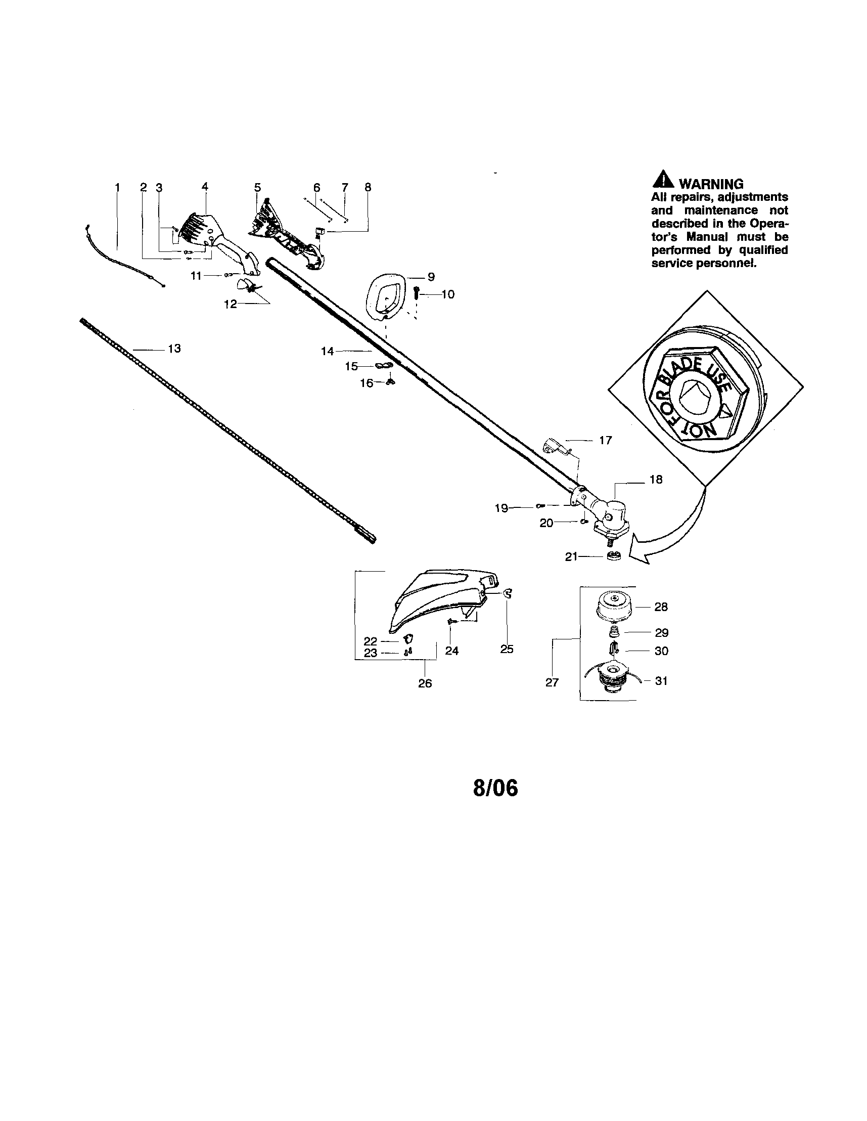 Driveshaft/shield/handle