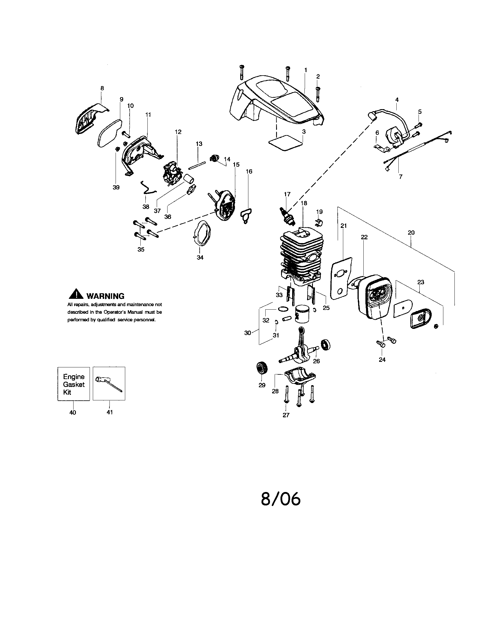Shield/cylinder/crankshaft