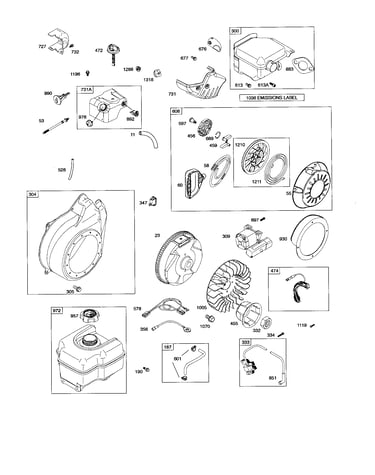 Rewind starter/fuel tank