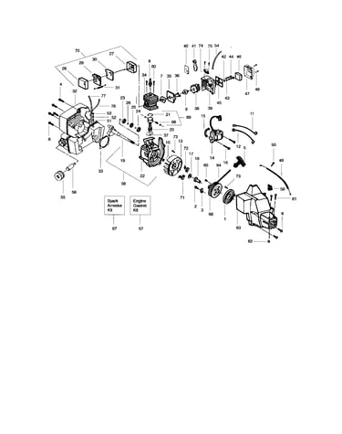 Crankshaft/crankcase/muffler