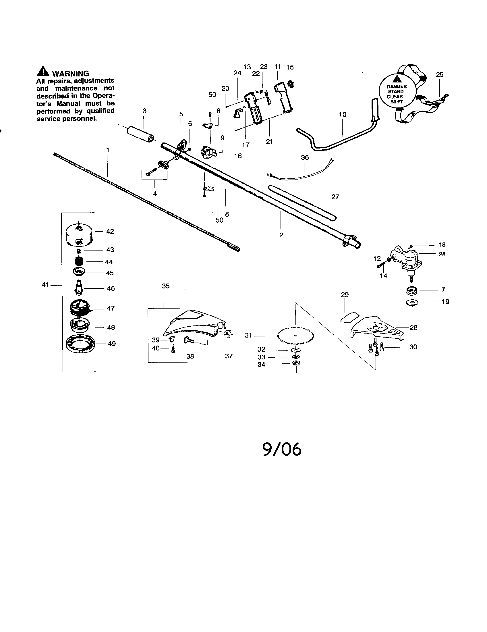 Driveshaft/shield/cutting head