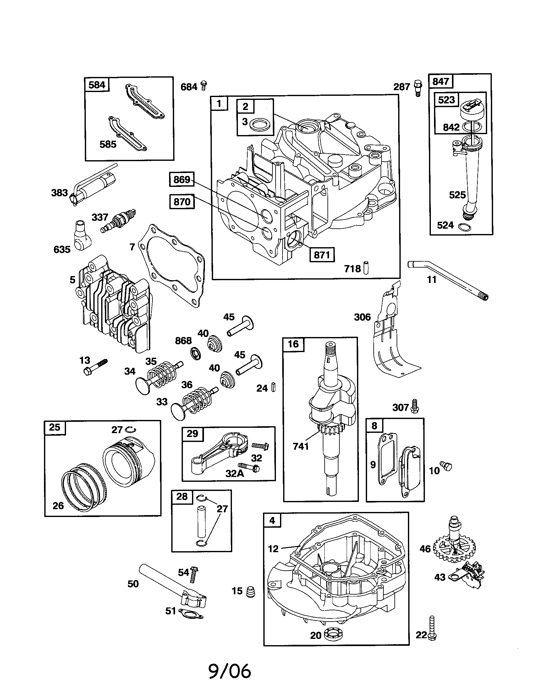 Cylinder/crankshaft/sump