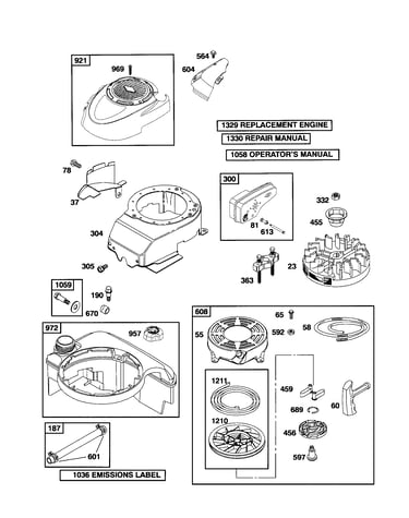 Rewind starter/blower housing