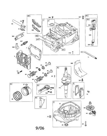 Cylinder/crankshaft/sump