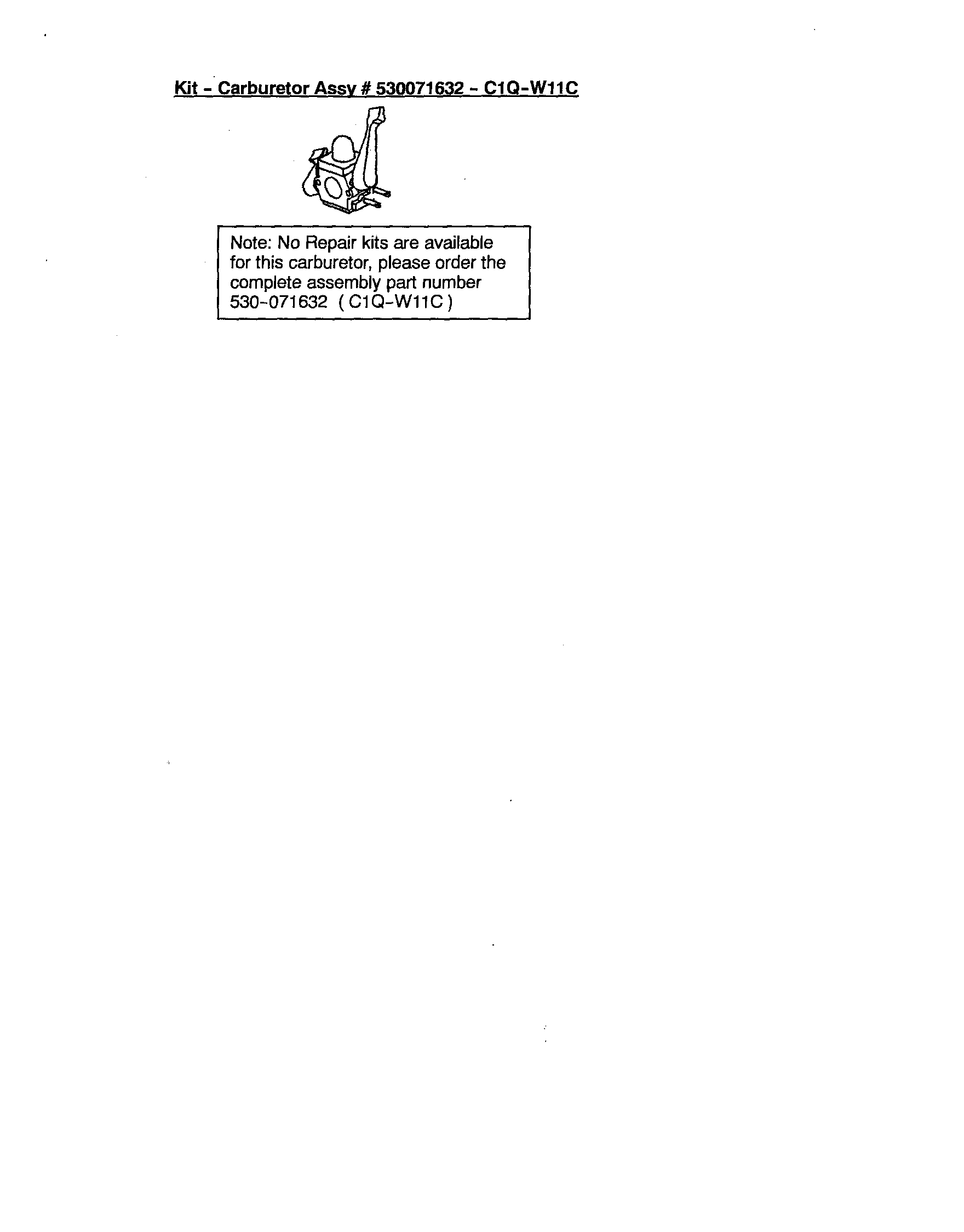 Carburetor #530071632 (c1q-w11c)
