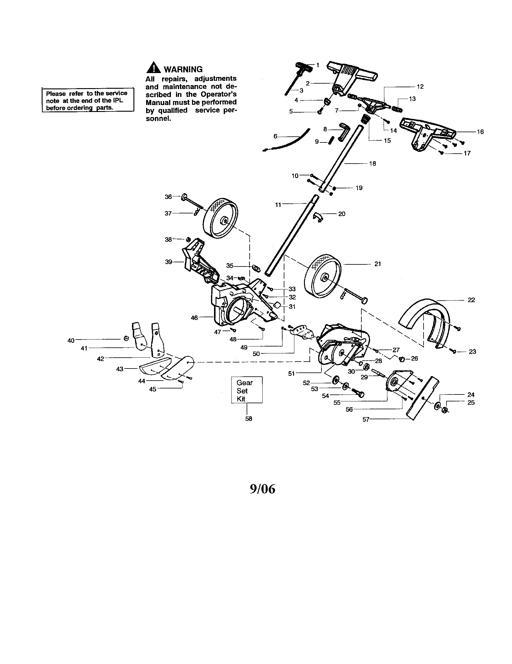 Handle/fan housing/gear box