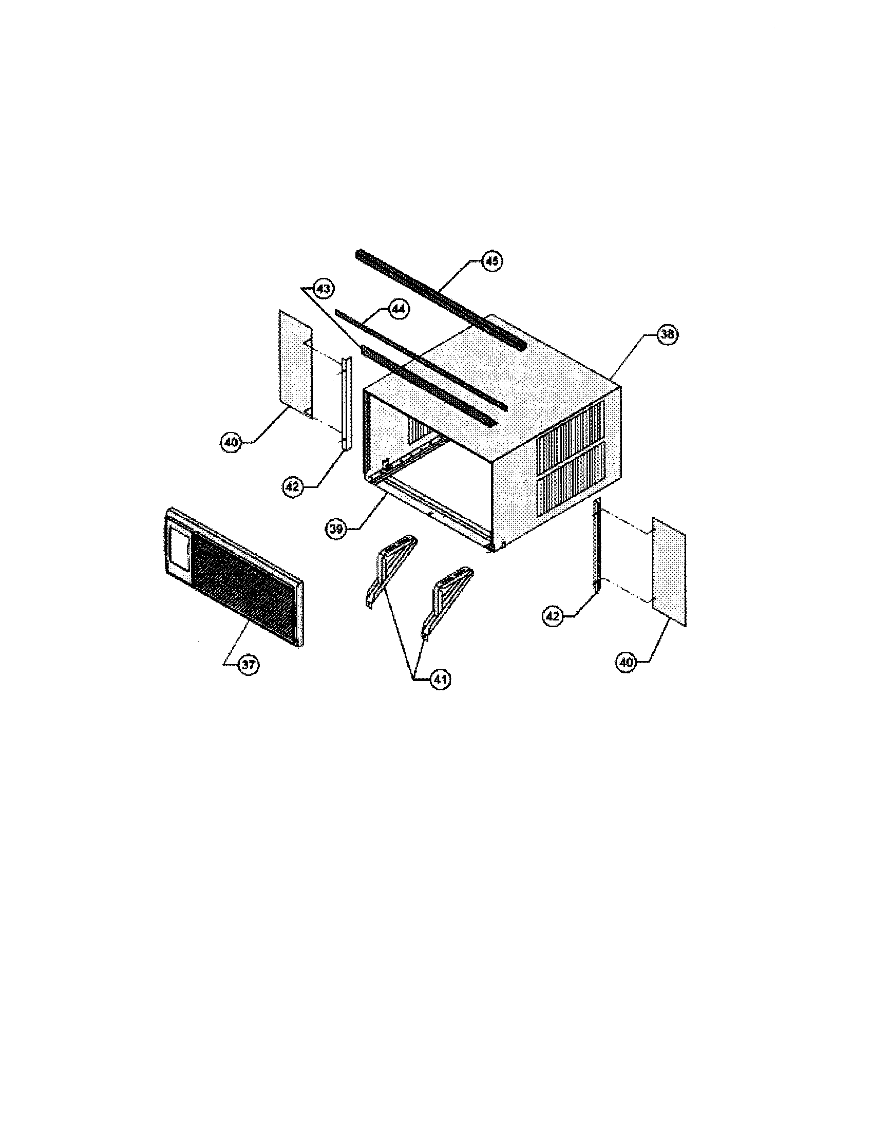 Cabinet and mounting parts