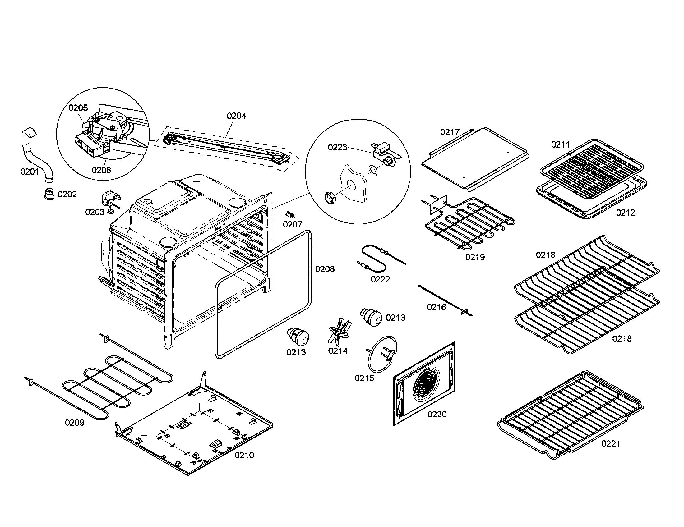 Cabinet/burner/broil