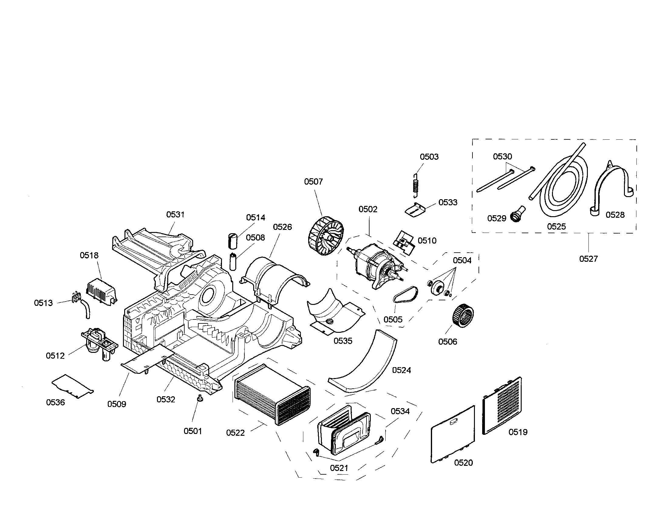 Bottom case/drain hose
