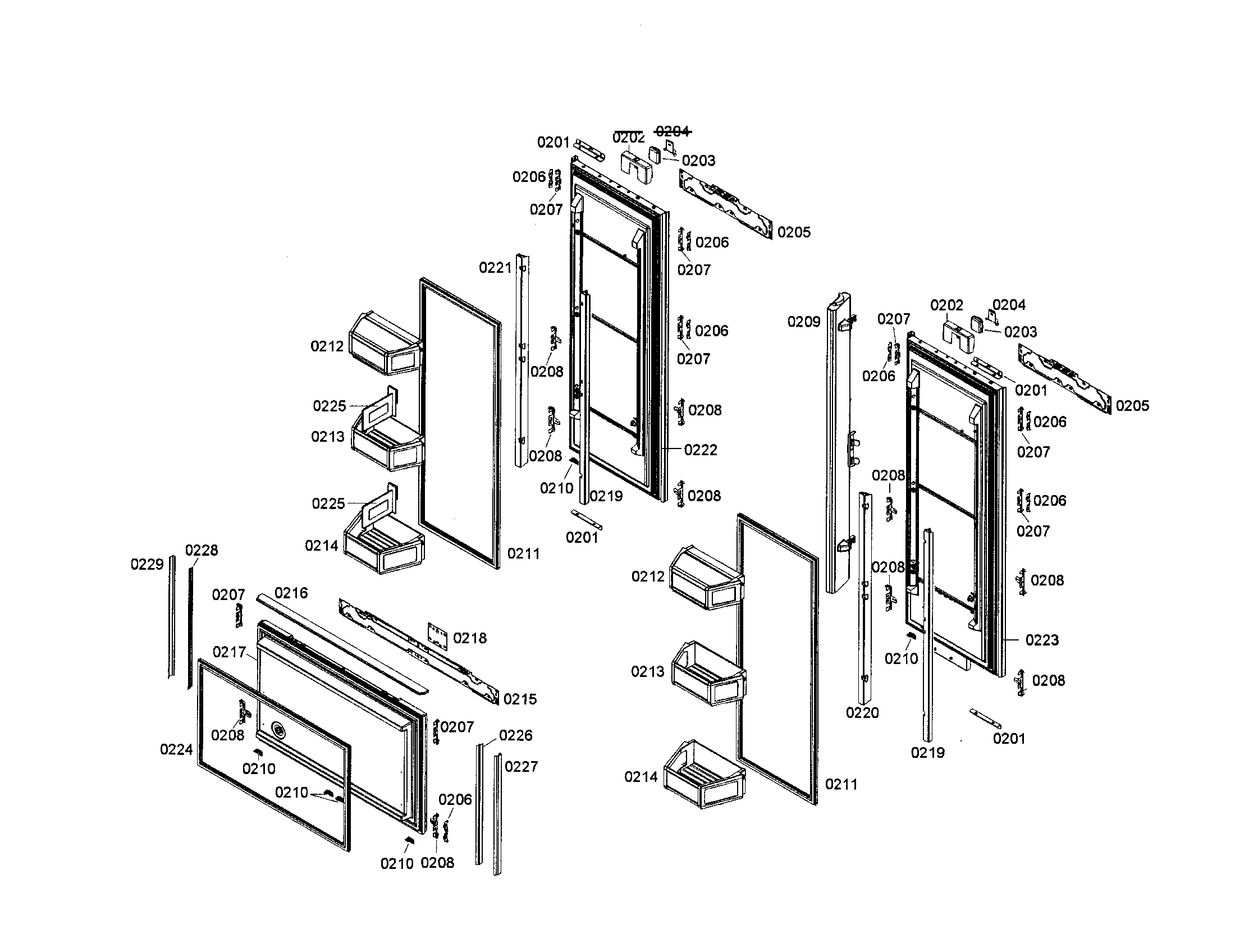 Refrigerator/freezer door