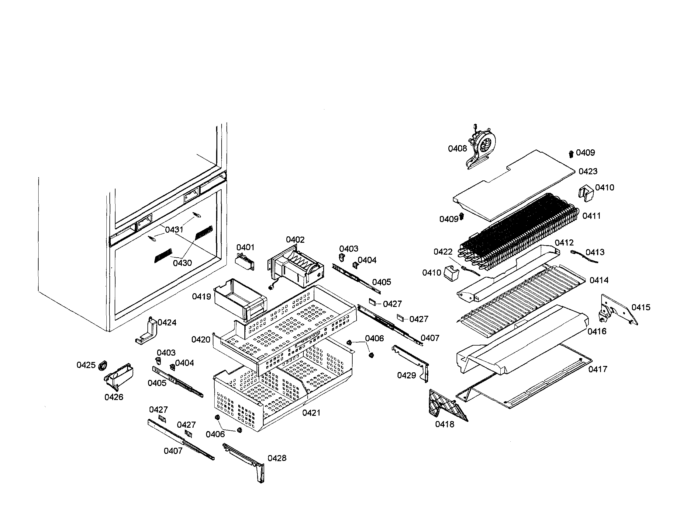 Evaporator/baskets