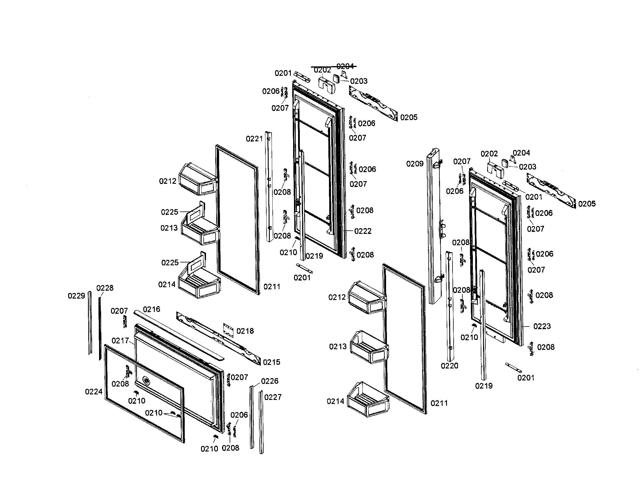 Refrigerator/freezer door
