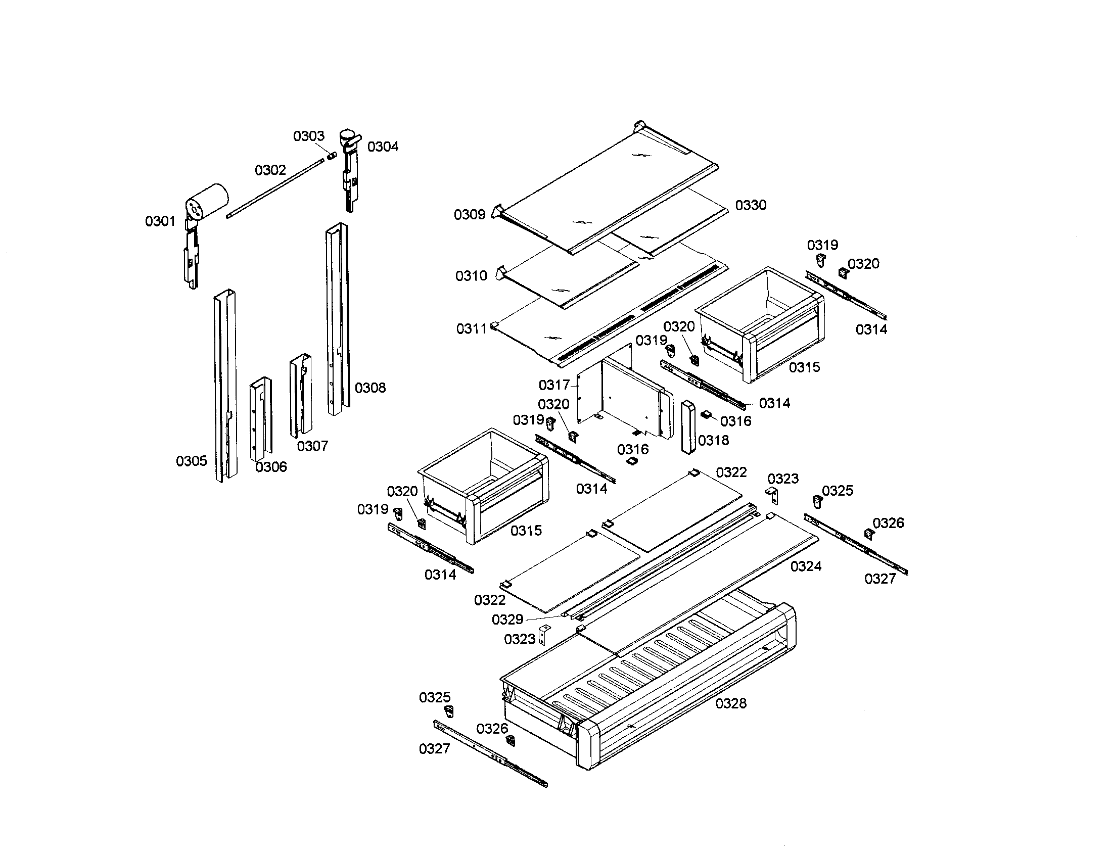 Shelves/drawers