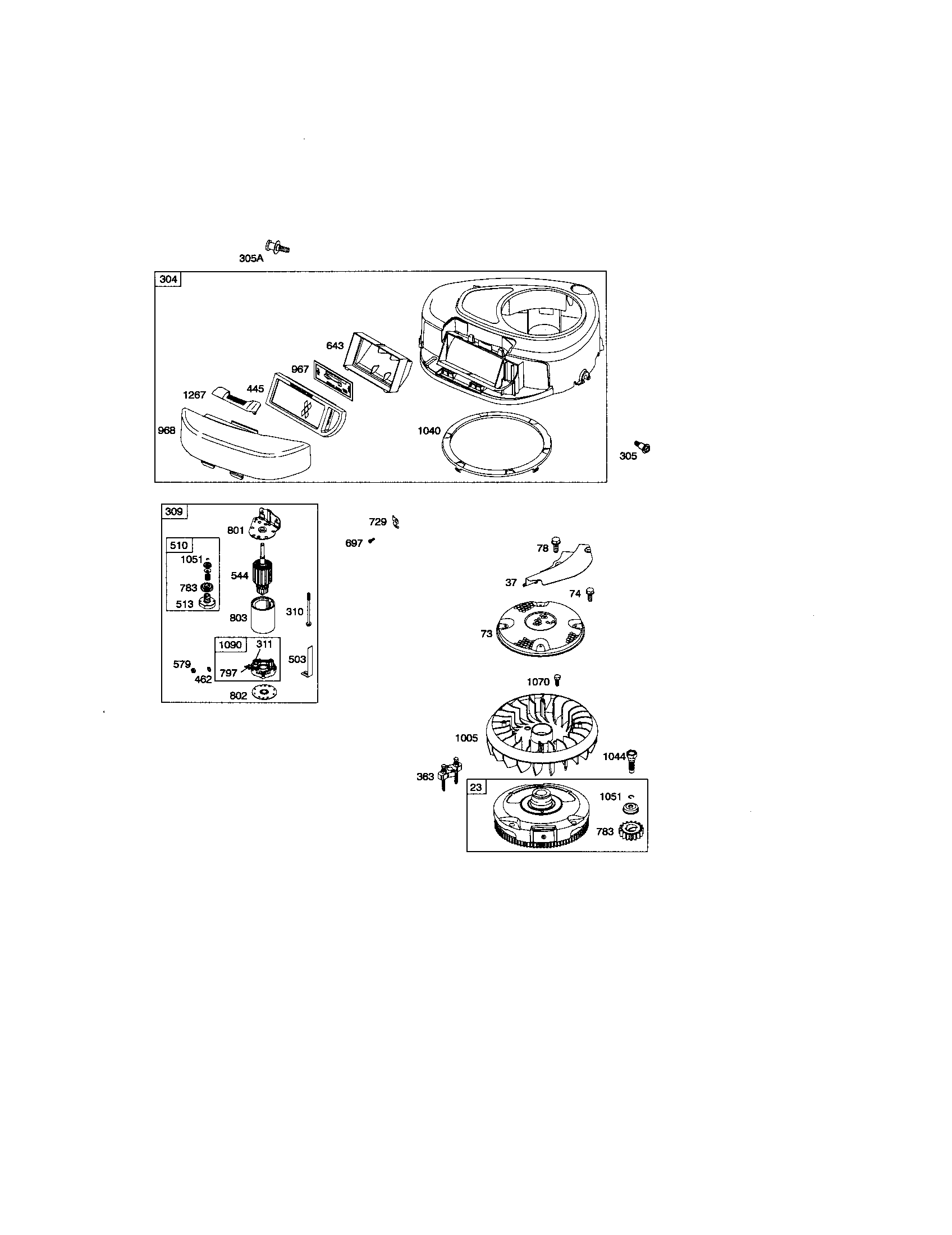 Blower housing/starter motor