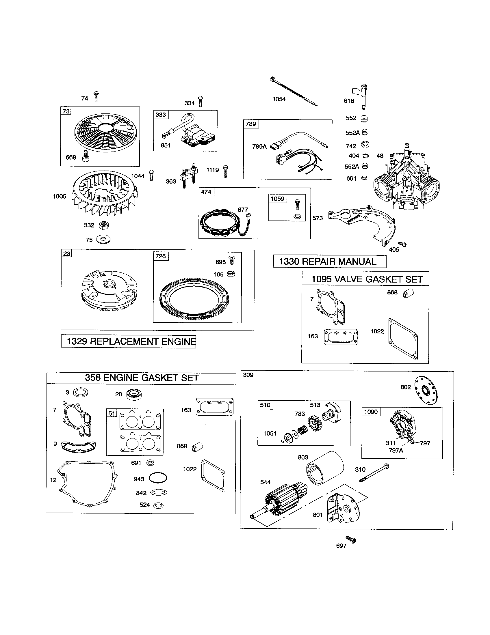 Starter motor/flywheel/shortblock