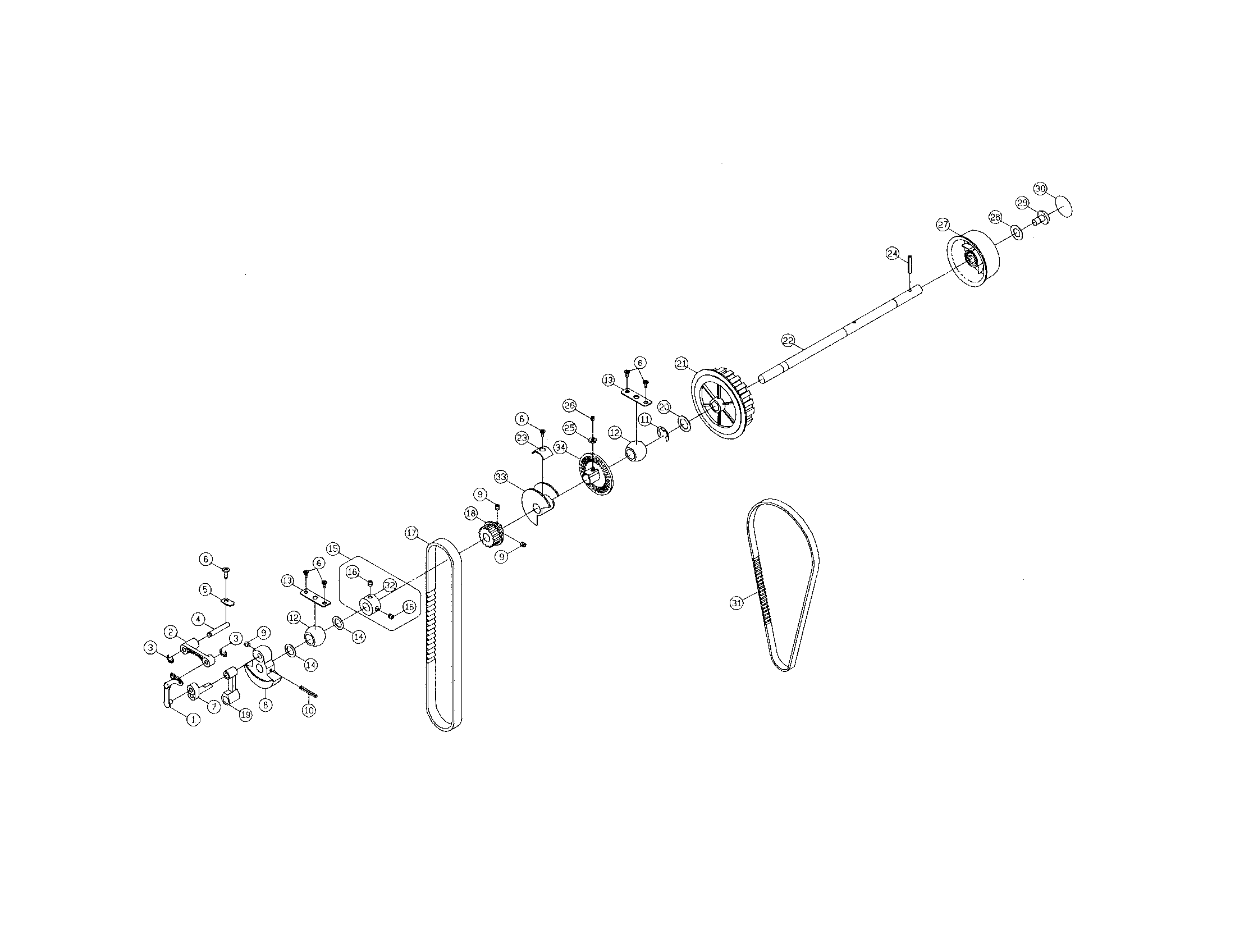 Motor belt/arm shaft/handwheel
