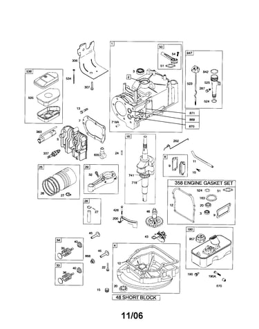 Cylinder/crankshaft/sump