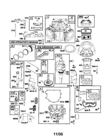 Cylinder/crankshaft/sump