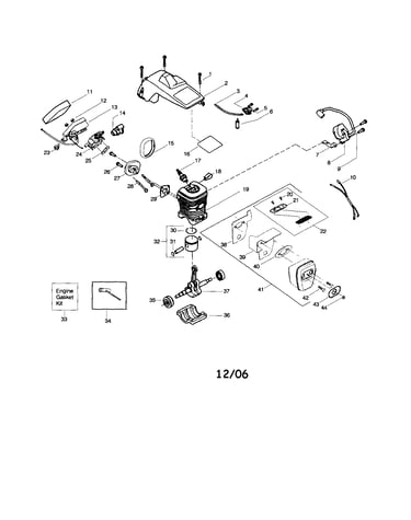 Shield/cylinder/crankshaft