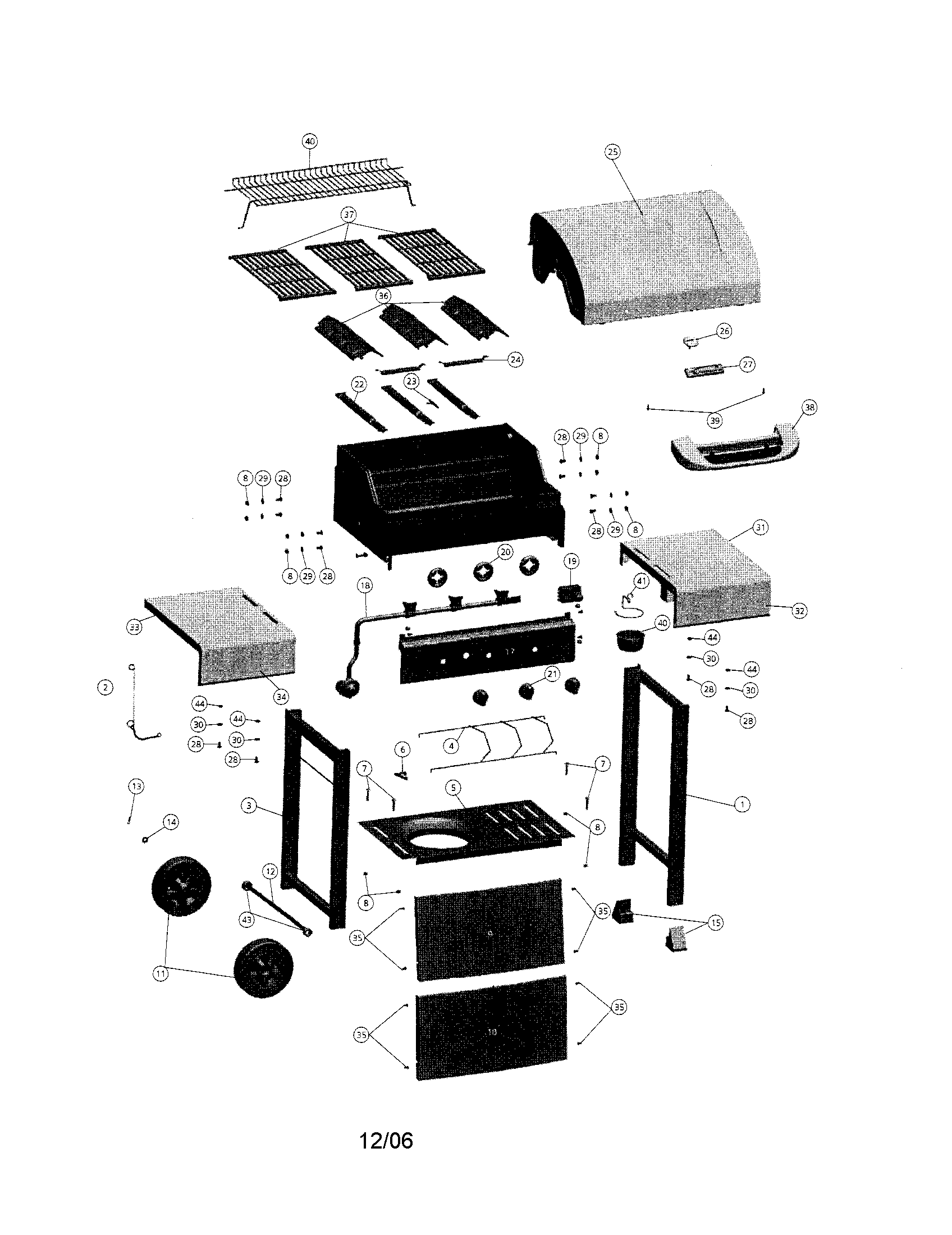 Liquid propane gas grill