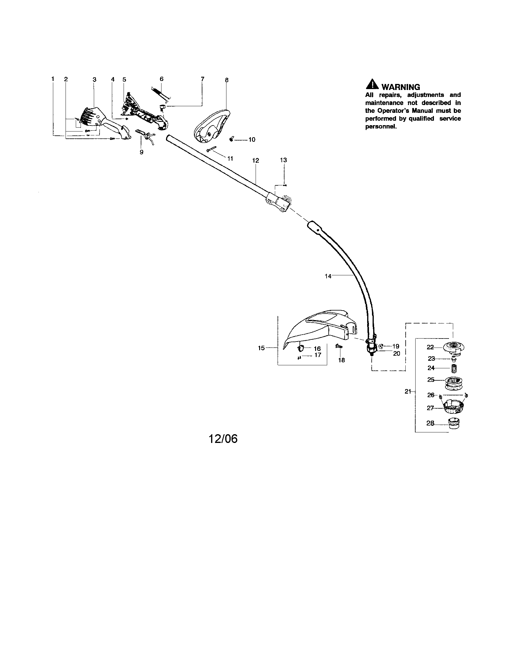 Driveshaft/handle/shield
