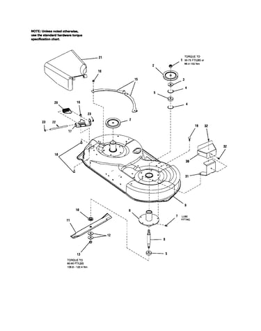 Mower deck-housing, arbors/blades