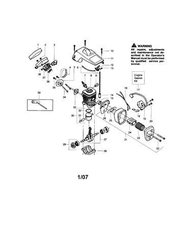 Shield/cylinder/crankshaft