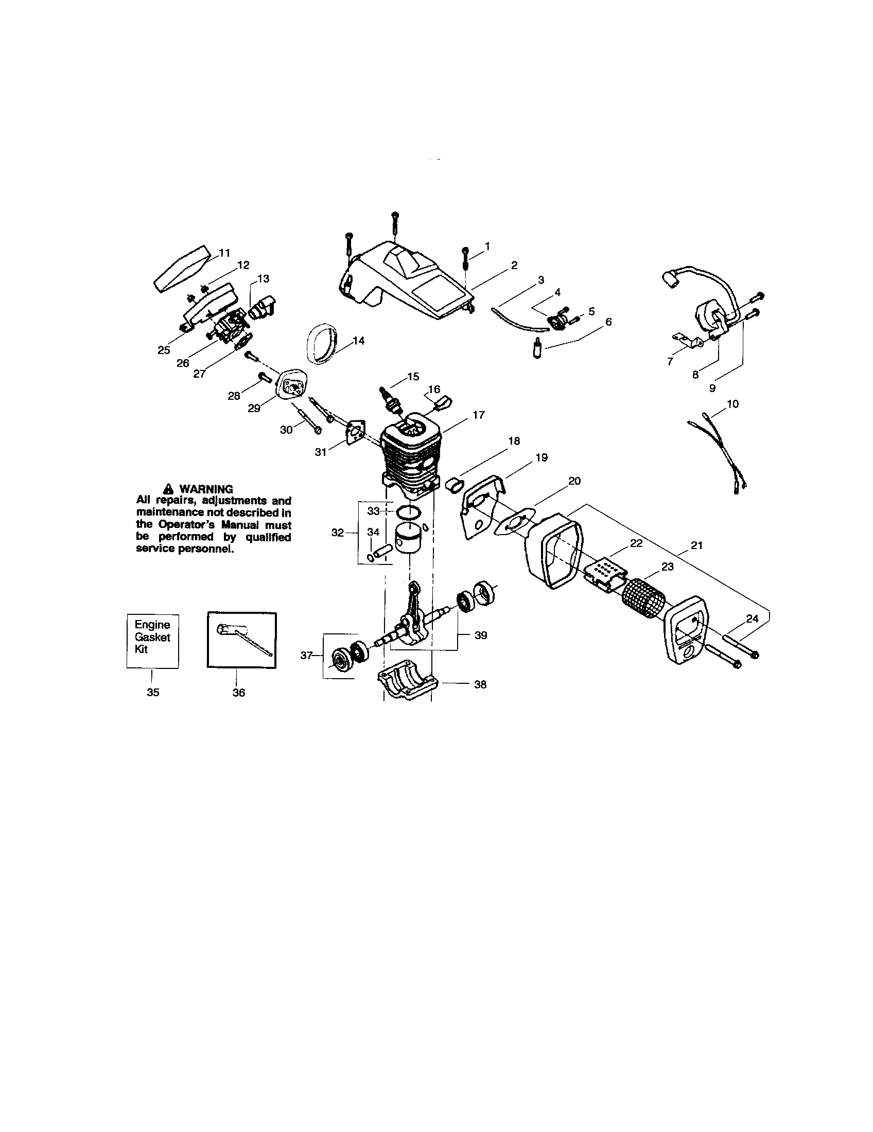 Shield/cylinder/crankshaft