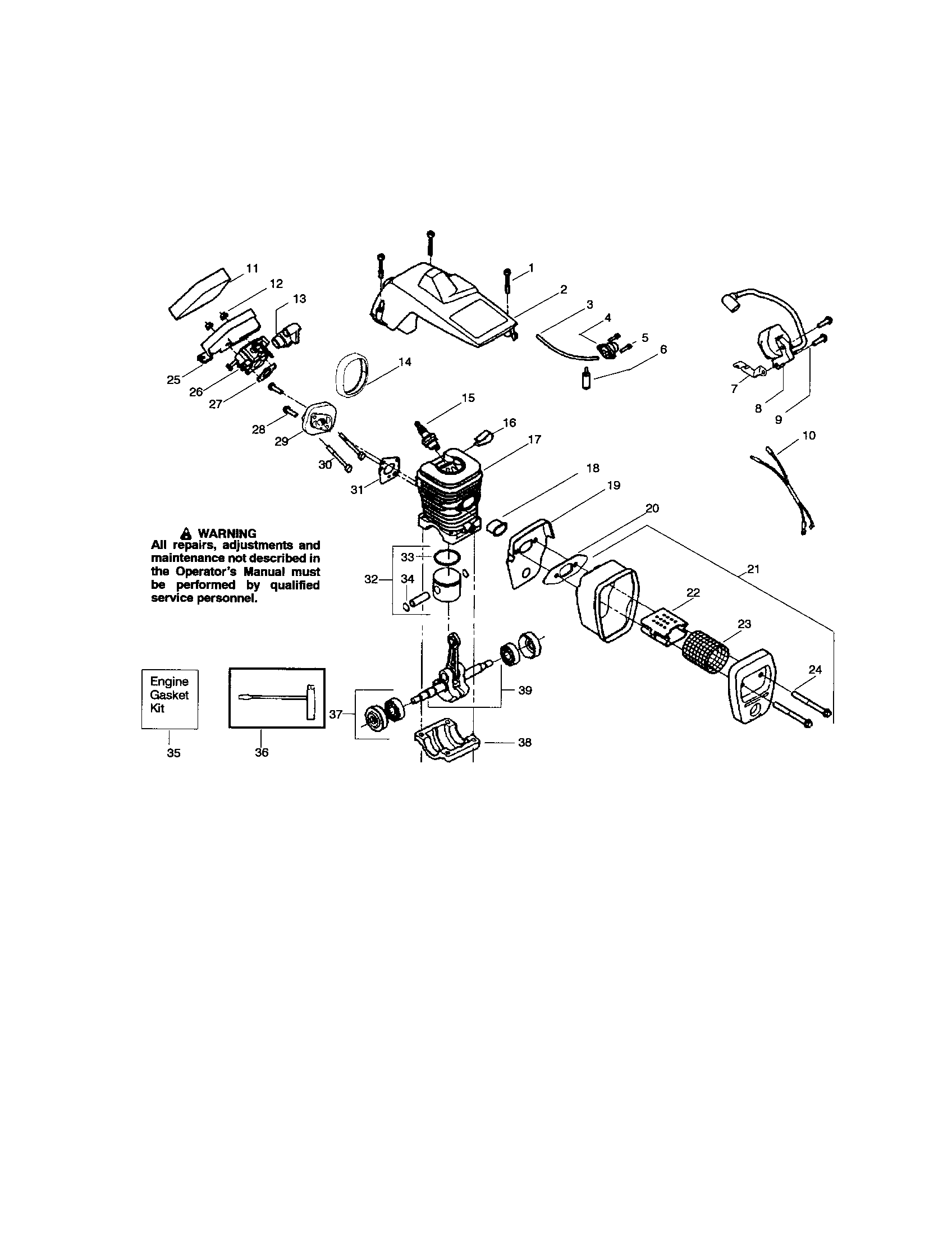Shield/cylinder/crankshaft