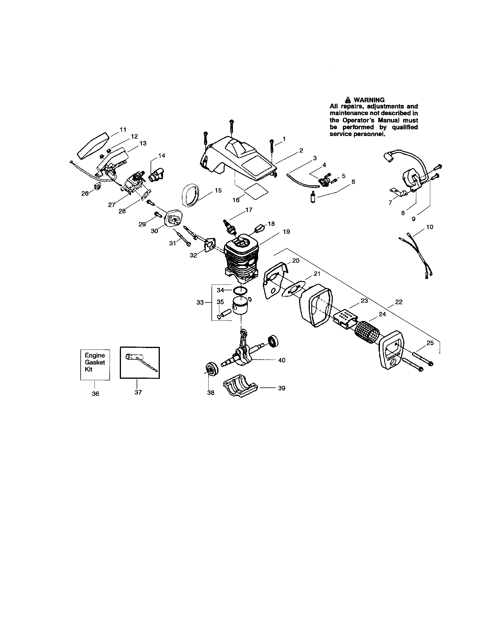 Shield/cylinder/crankshaft