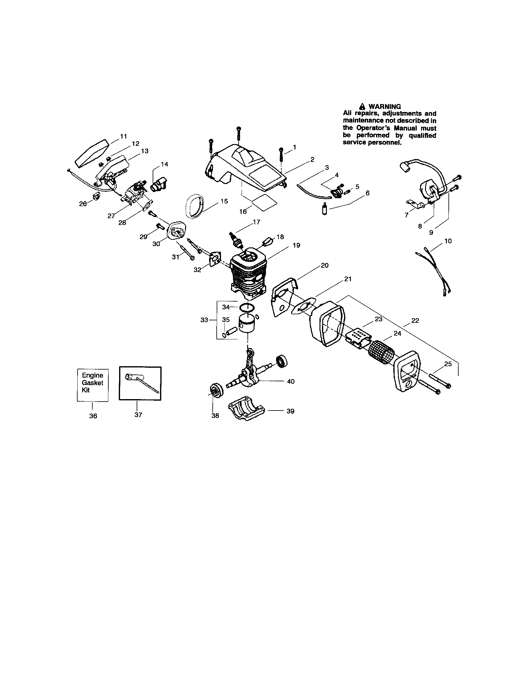 Shield/cylinder/crankshaft