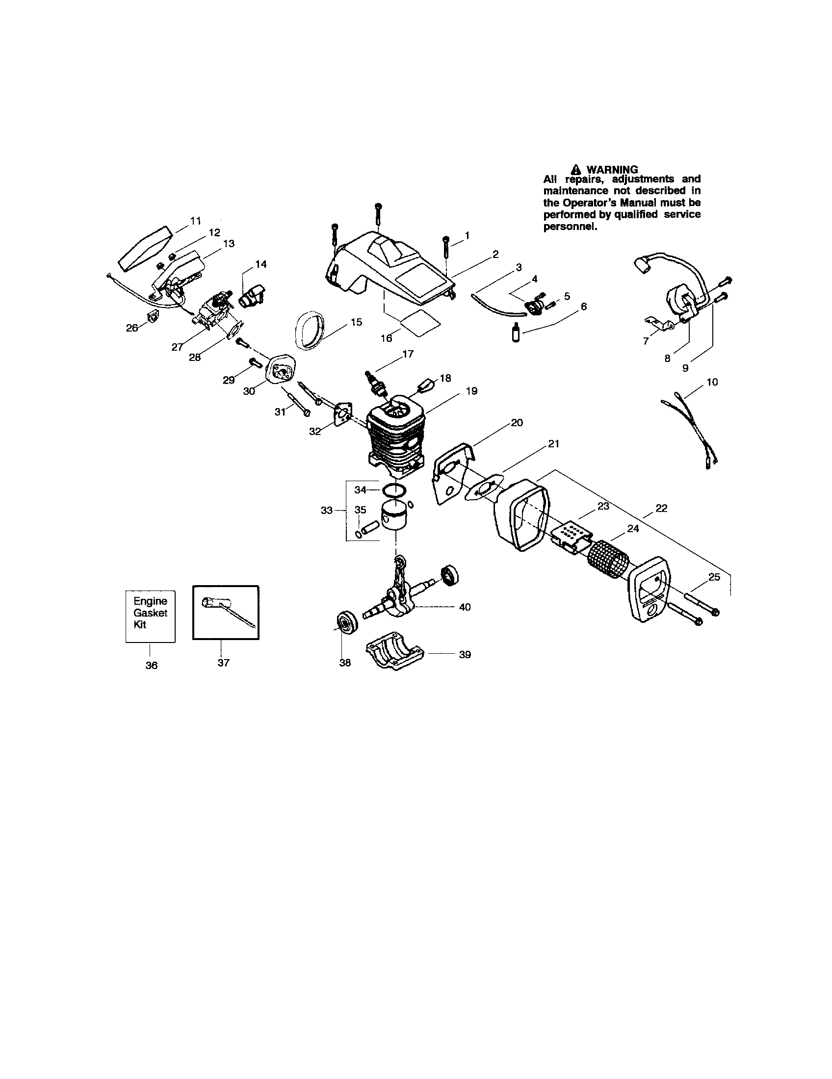Shield/cylinder/crankshaft