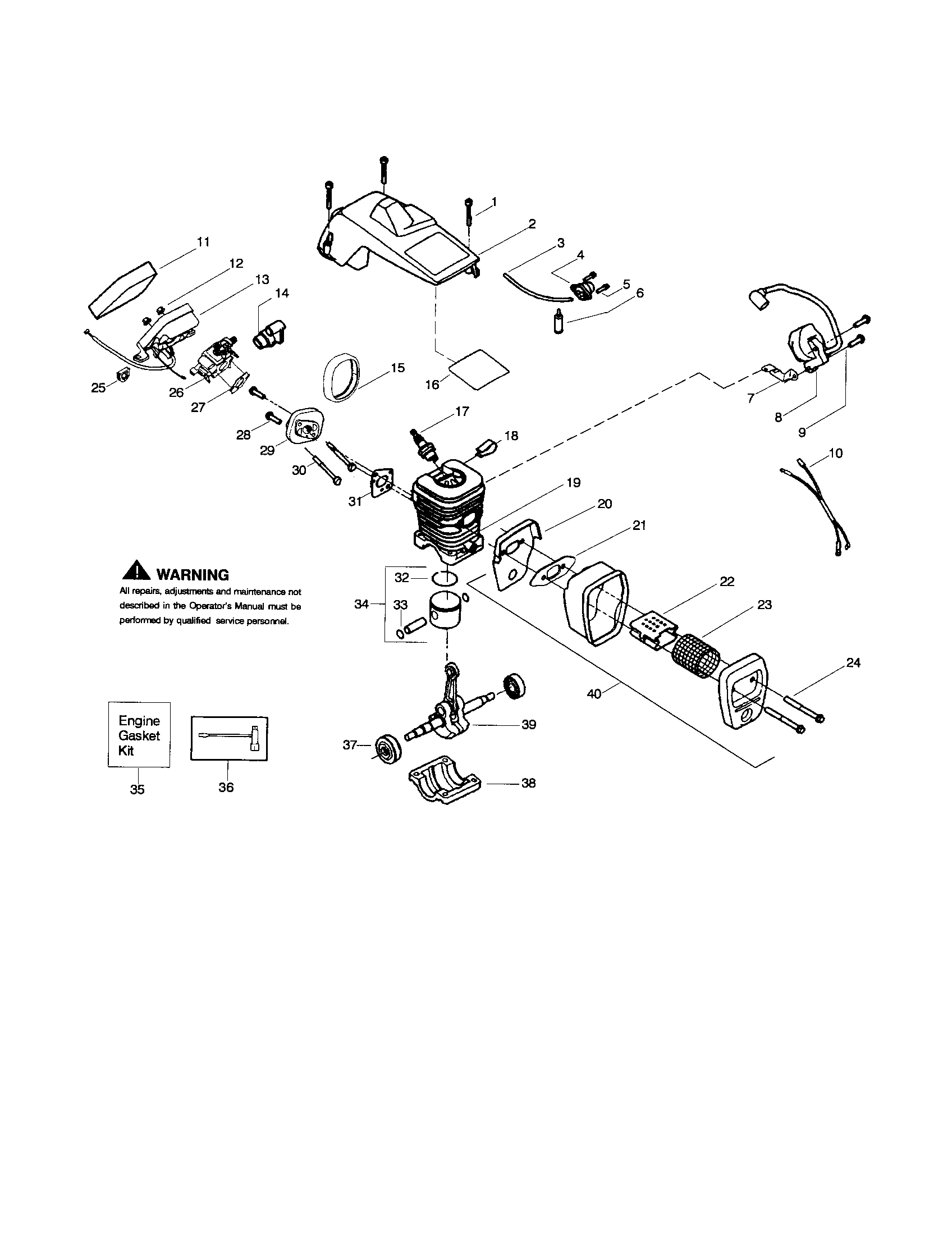 Shield/cylinder/crankshaft